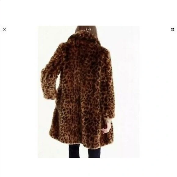 J. Crew Leopard-Print Faux-Fur Pea Coat in Brown and Black - Picture 6 of 7